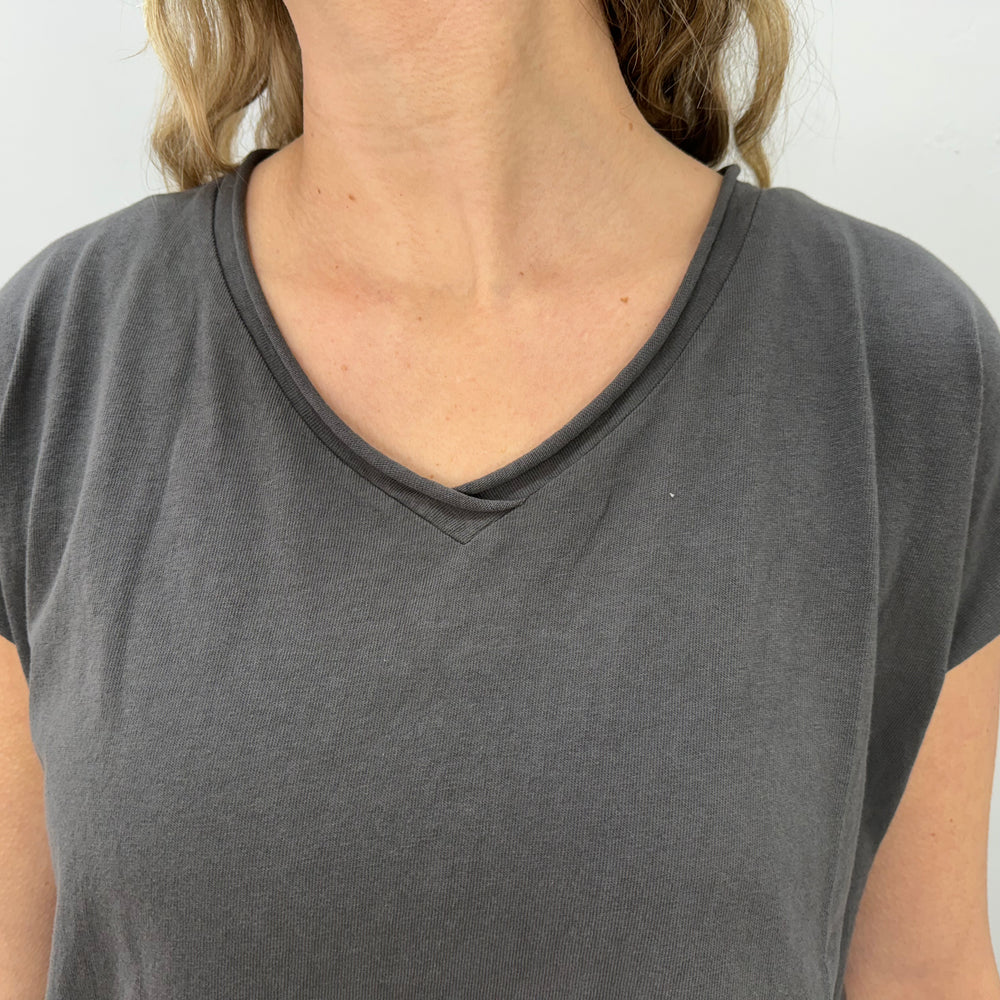 
                  
                    Dusk Gray Cotton V Neck Short Sleeve Top
                  
                