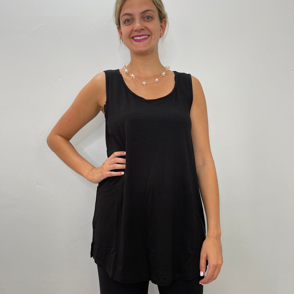 Black Tencel Scoop Neck Tank