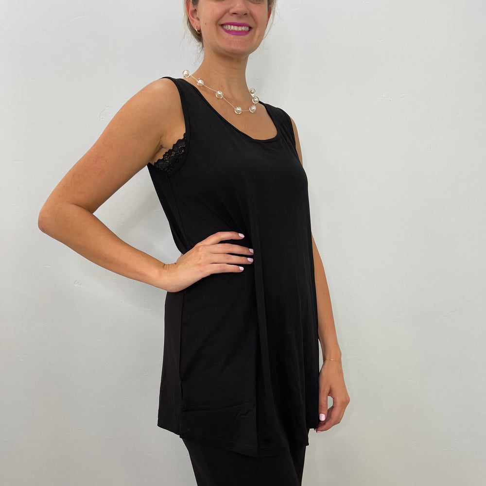 Black Tencel Scoop Neck Tank