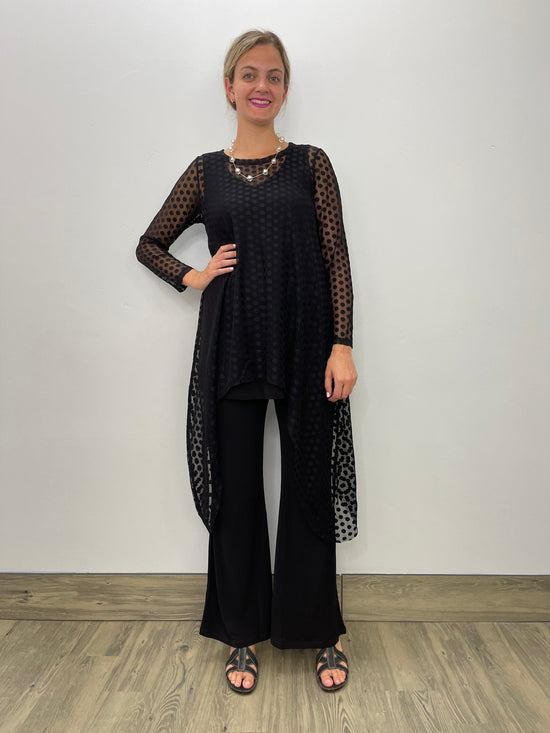 Black Mesh Topper with Polka Dots