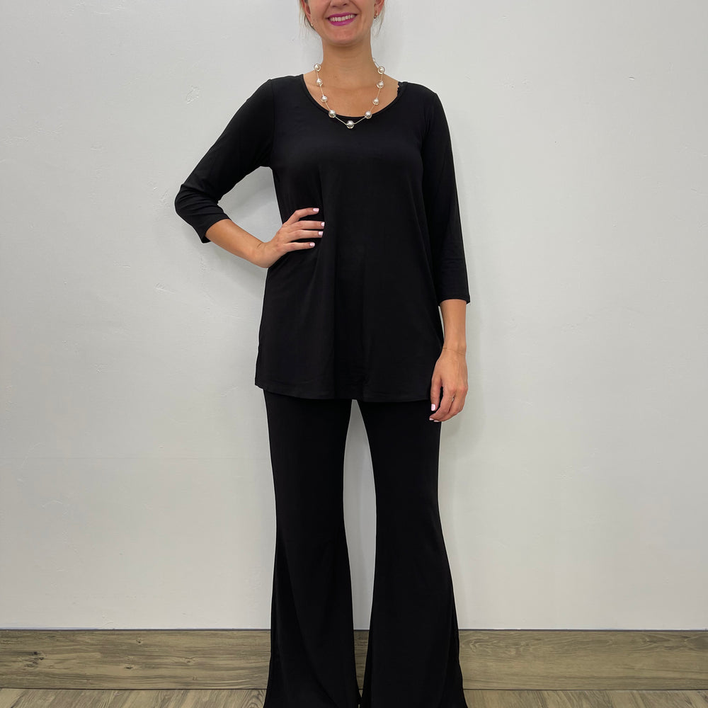 Black Tencel 3/4 Sleeve Tunic