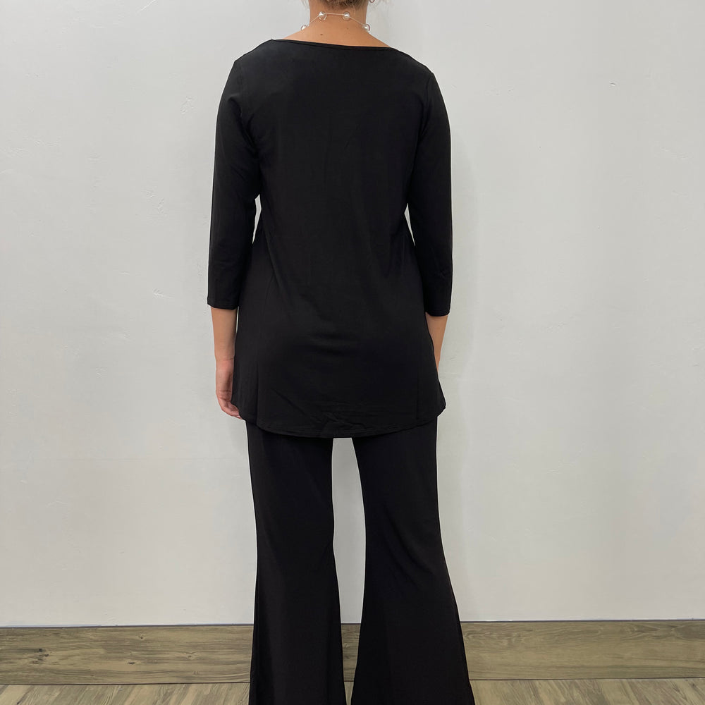 Black Tencel 3/4 Sleeve Tunic