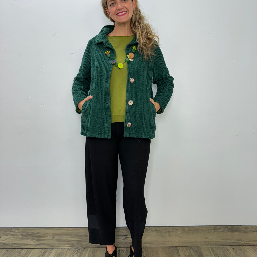 Pine Green High Collar Trapeze Jacket