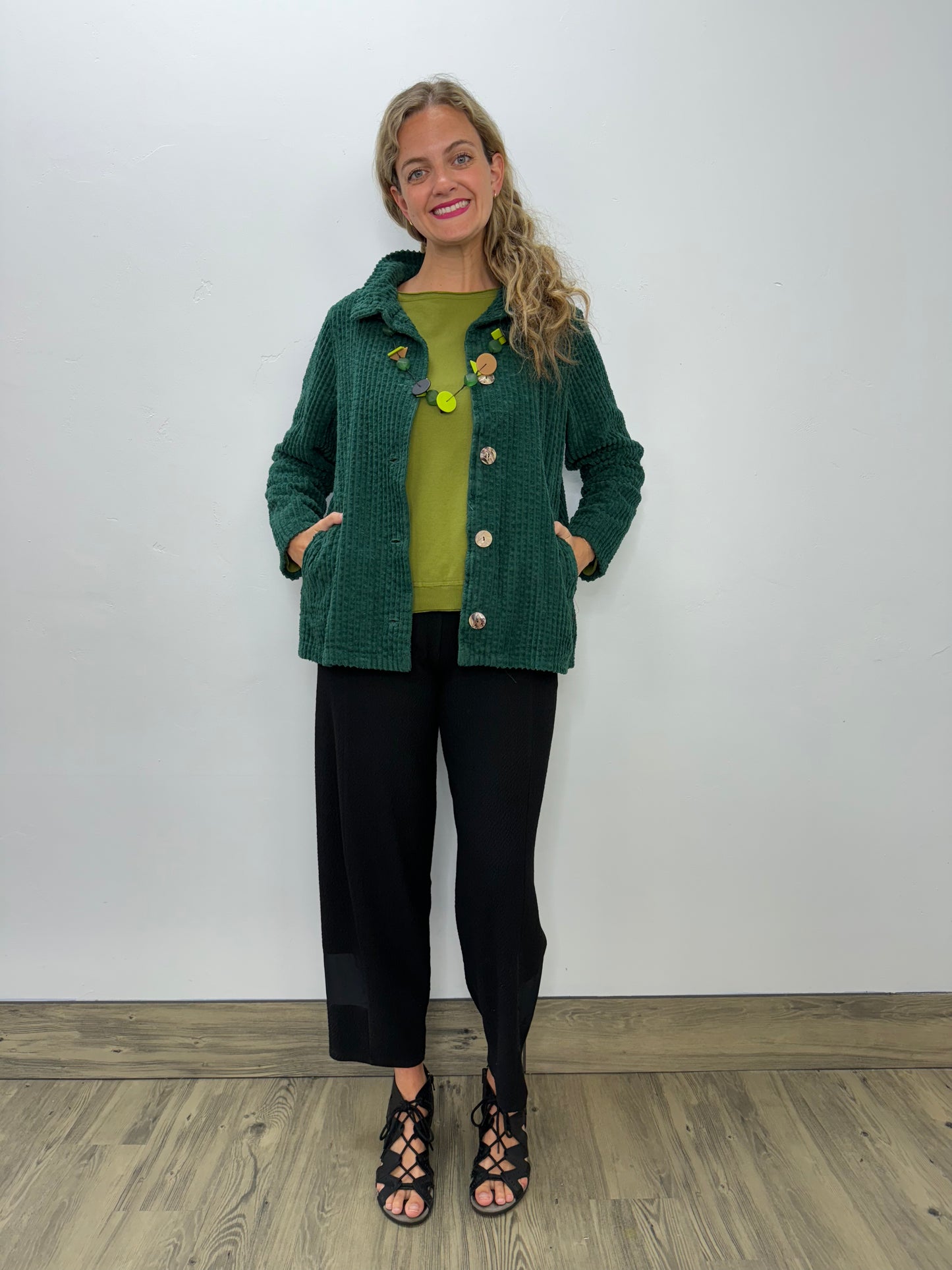 Pine Green High Collar Trapeze Jacket