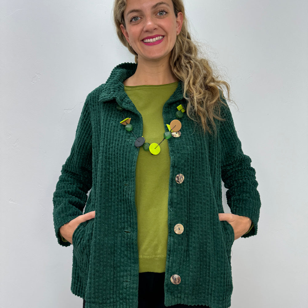 Pine Green High Collar Trapeze Jacket