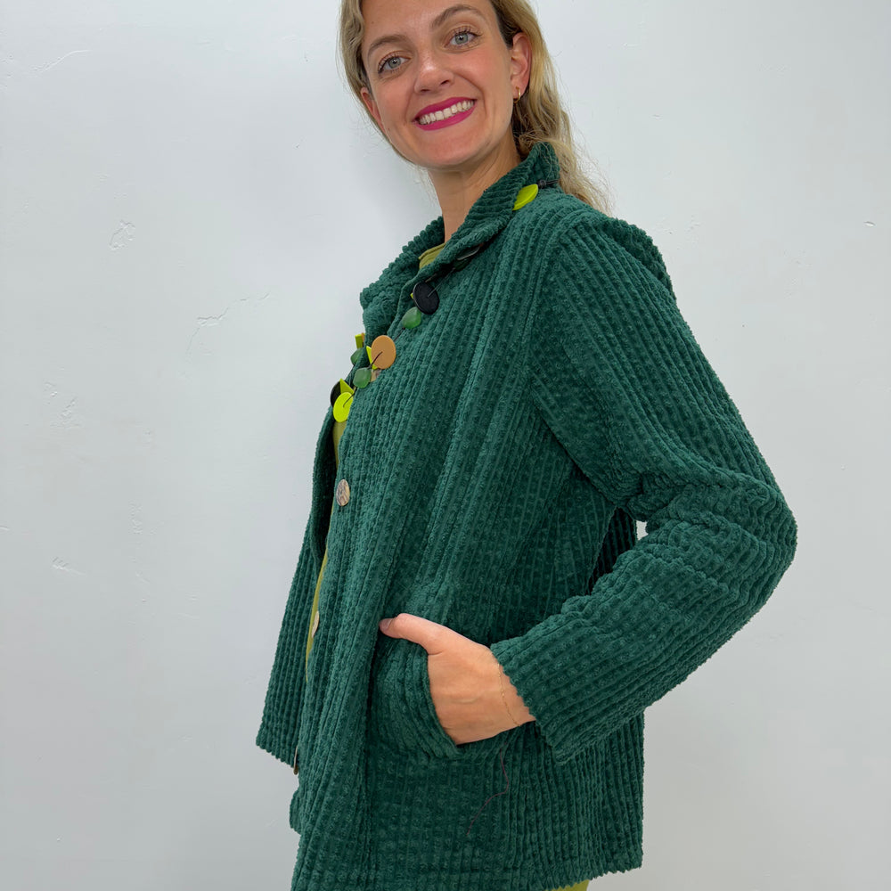 
                  
                    Pine Green High Collar Trapeze Jacket
                  
                