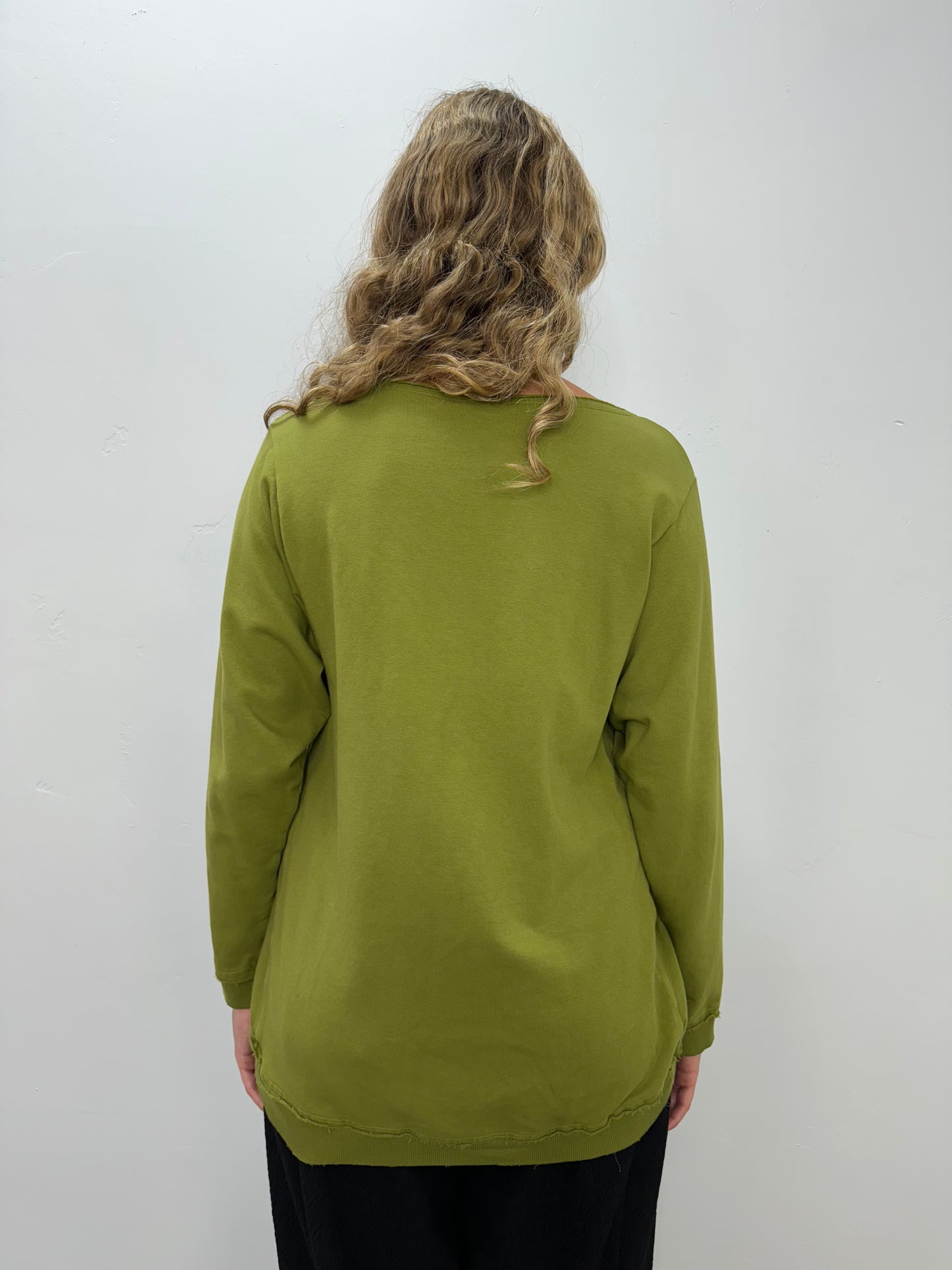 Vine Green Long Sleeve Cotton High Low Tunic