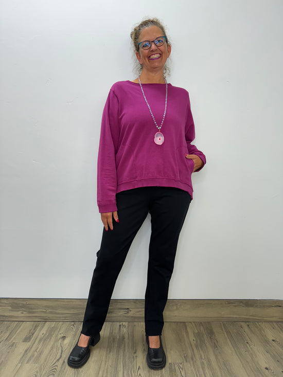 Berry Long Sleeve Cotton High Low Tunic