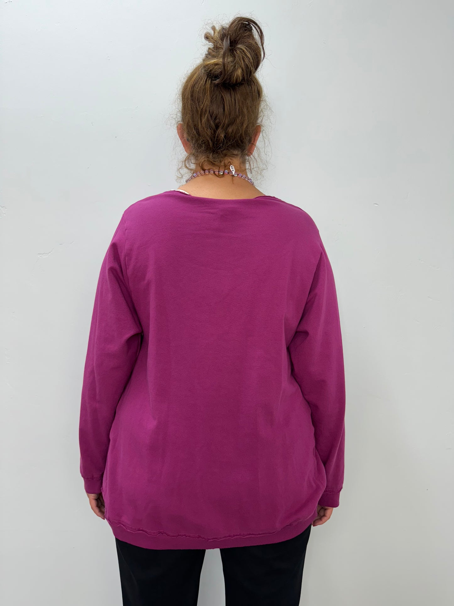 Berry Long Sleeve Cotton High Low Tunic