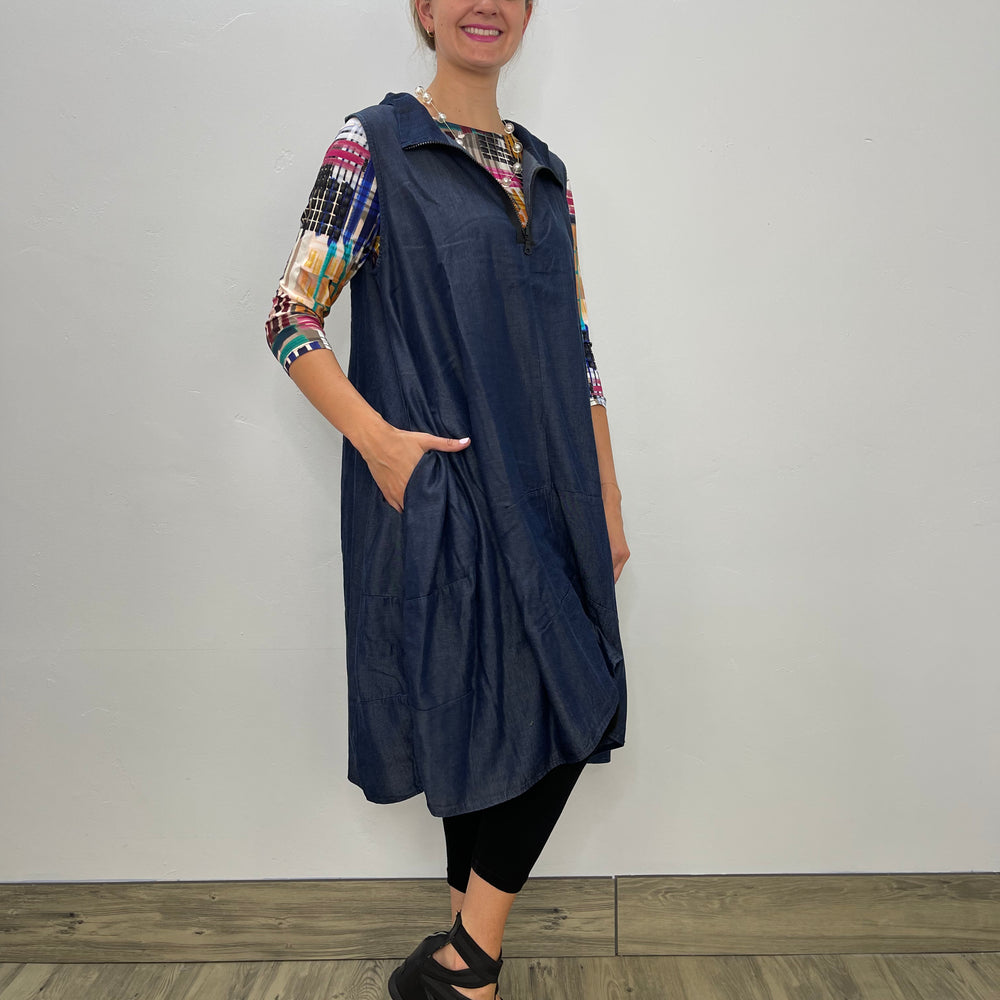 
                  
                    Denim Sleeveless Aubrey Dress
                  
                