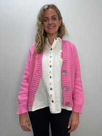 Bubblegum Pink Button Cardigan - One Size