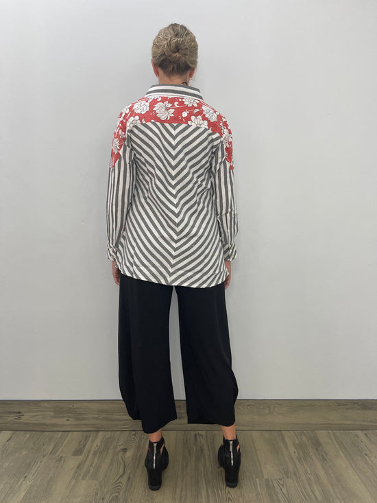 Load image into Gallery viewer, Stripe Patchwork Button Down Top
