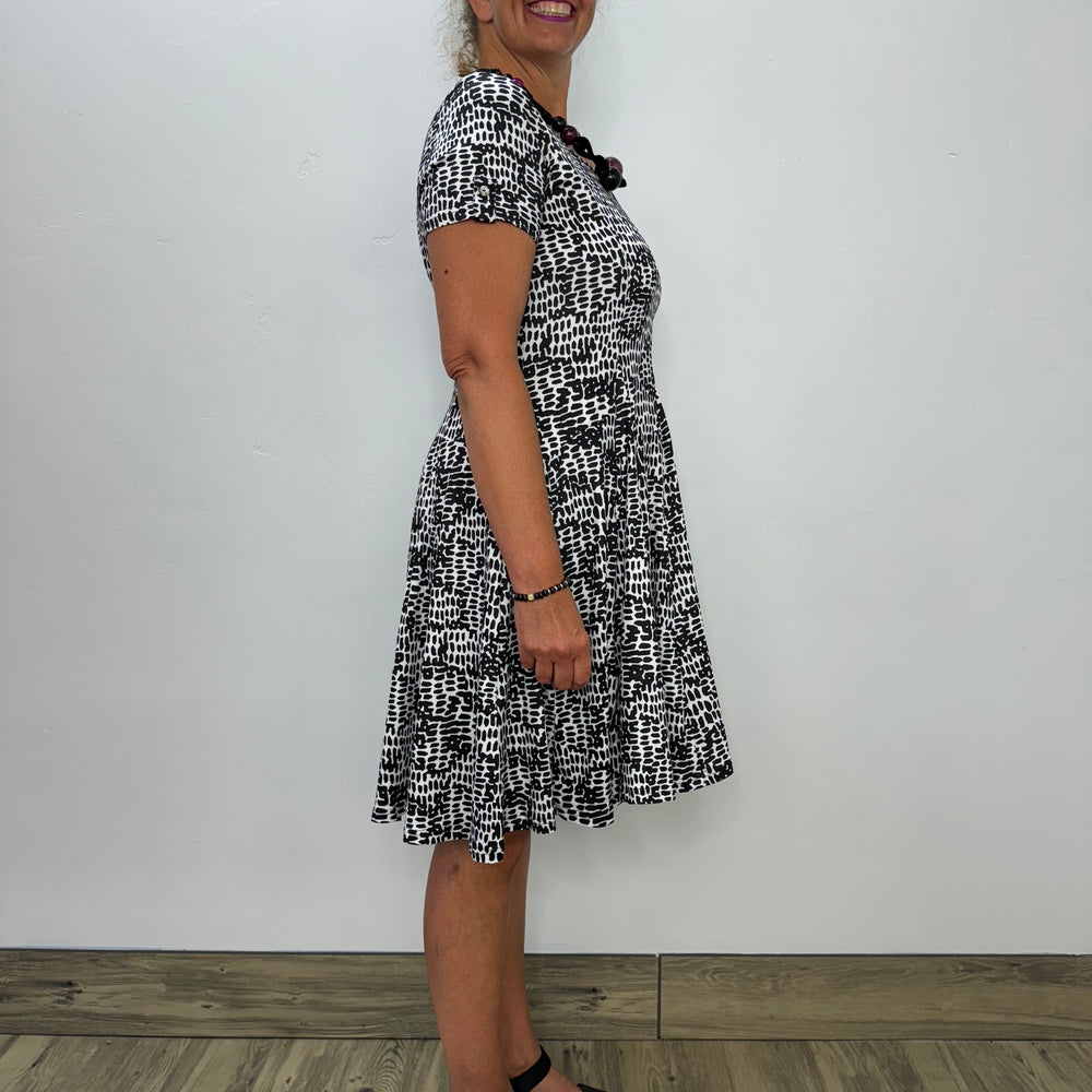 
                  
                    Black and White Short Sleeve Bubble Dress
                  
                