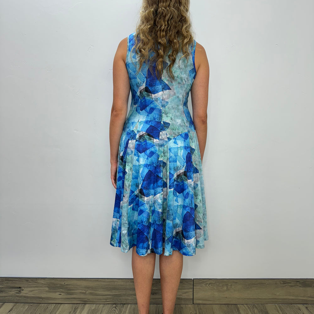 
                  
                    Blue Watercolor Sleeveless Scoop Neck Bubble Dress
                  
                