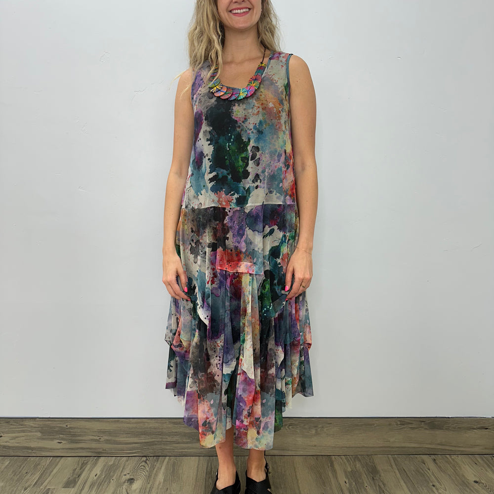 Watercolor Mesh Sleeveless Dress