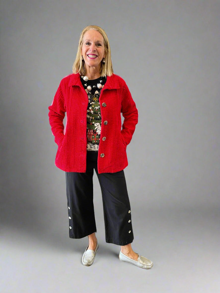 Ruby Red High Collar Trapeze Jacket