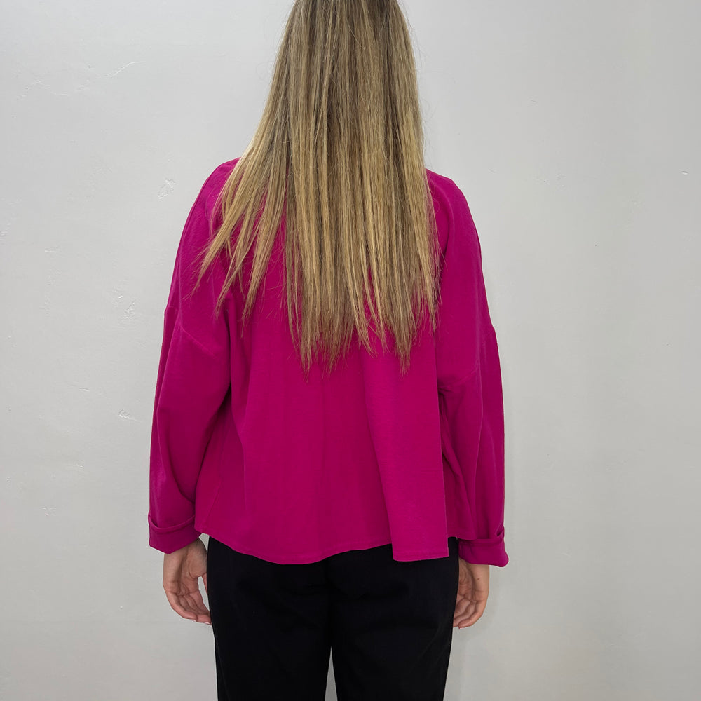 
                  
                    Magenta Crop Button Down Jacket
                  
                