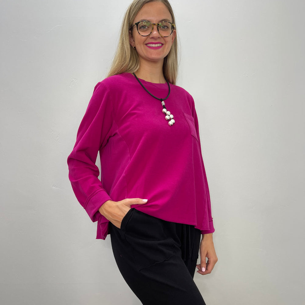 Magenta Fleece Long Sleeve Top