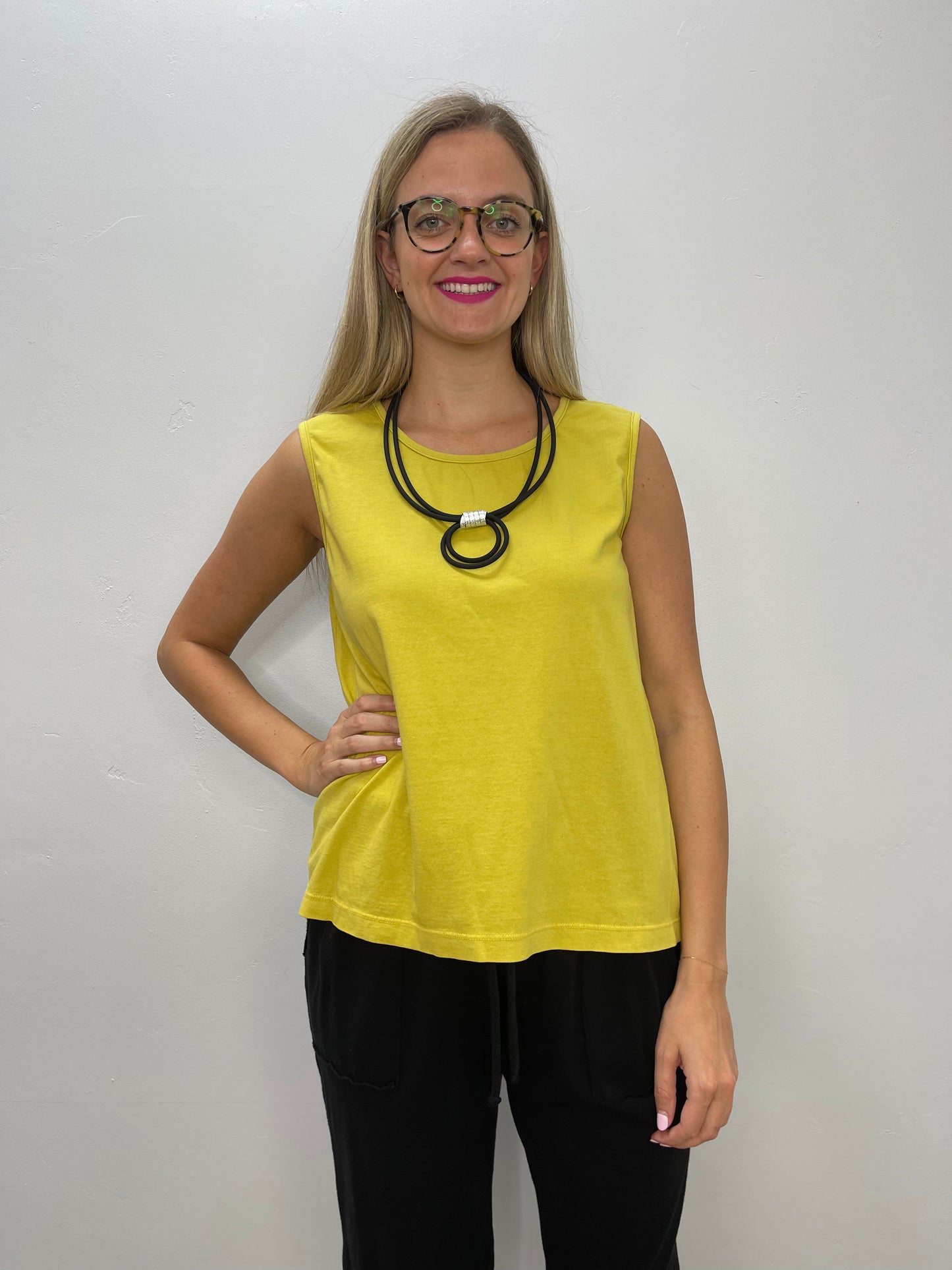 Load image into Gallery viewer, Canary Yellow Sleeveless Cotton Tank
