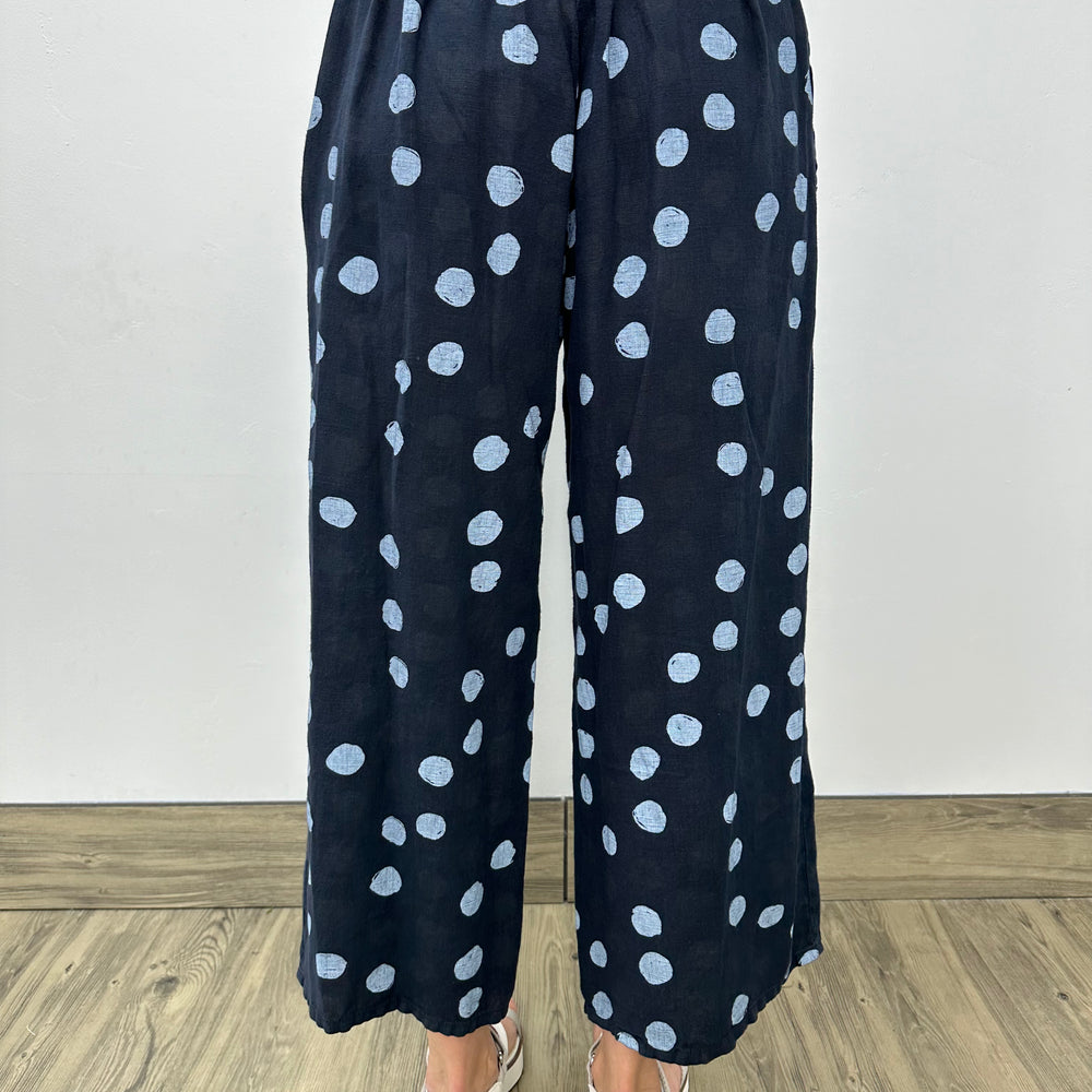 
                  
                    Ink Dots Linen Flat Front Crop Pant with Adjustable Waist
                  
                