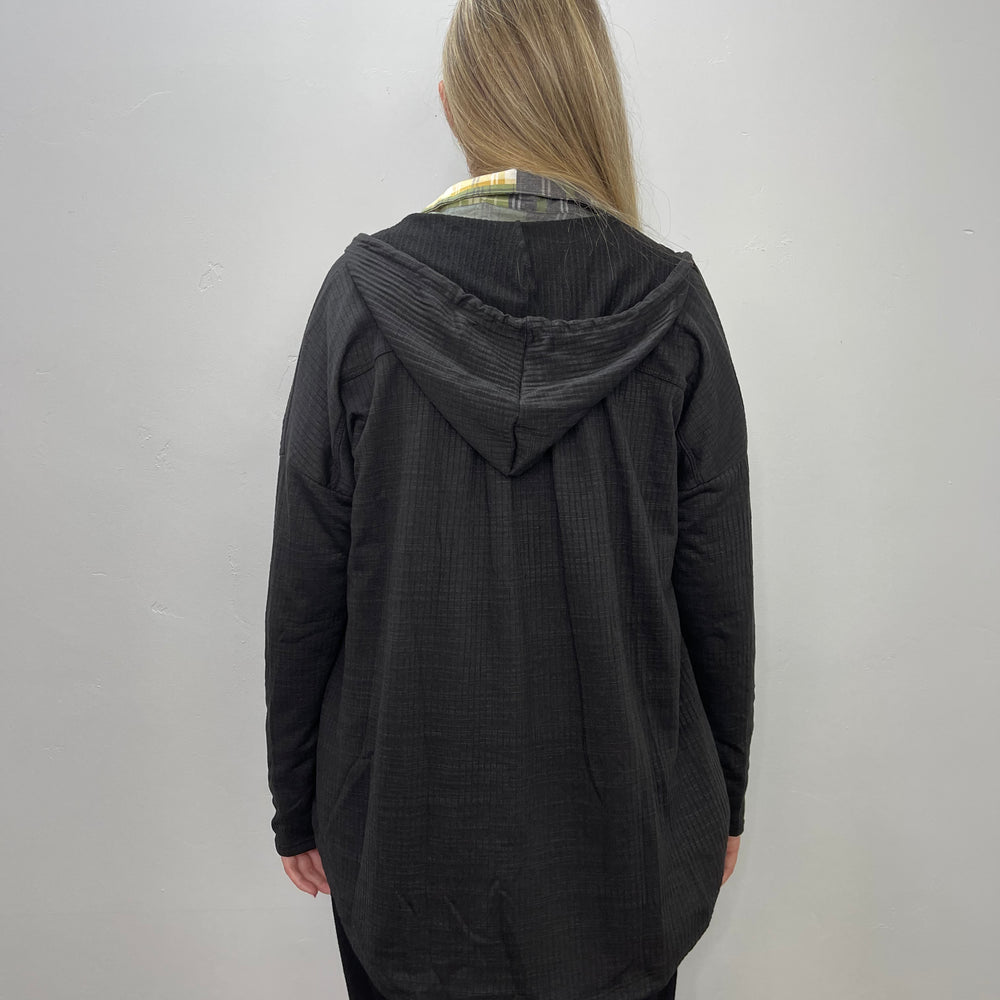 
                  
                    Black Button Up Jacket with Hood
                  
                