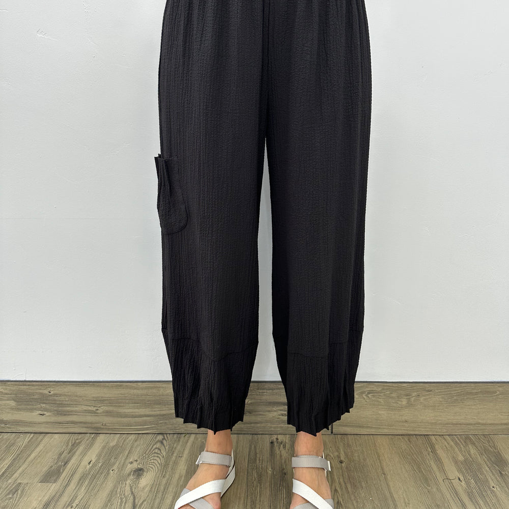 Textured Black Pant with Detail