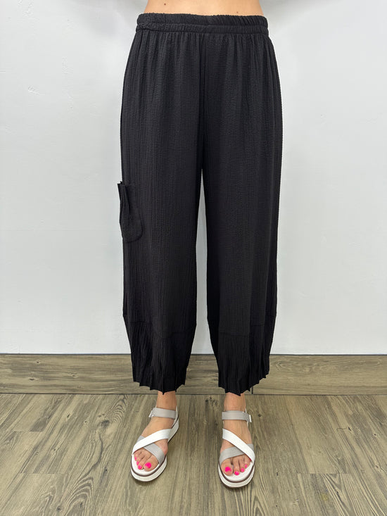 Textured Black Pant with Detail