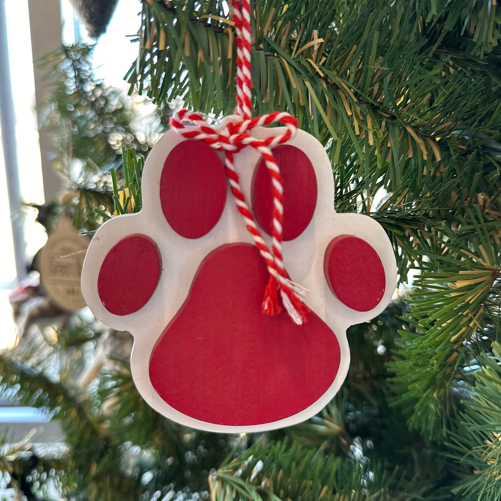 Wooden Paw Print Ornament