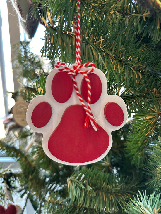 Load image into Gallery viewer, Wooden Paw Print Ornament

