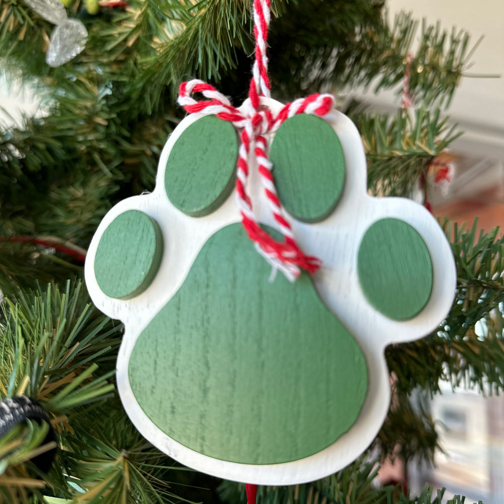 Wooden Paw Print Ornament