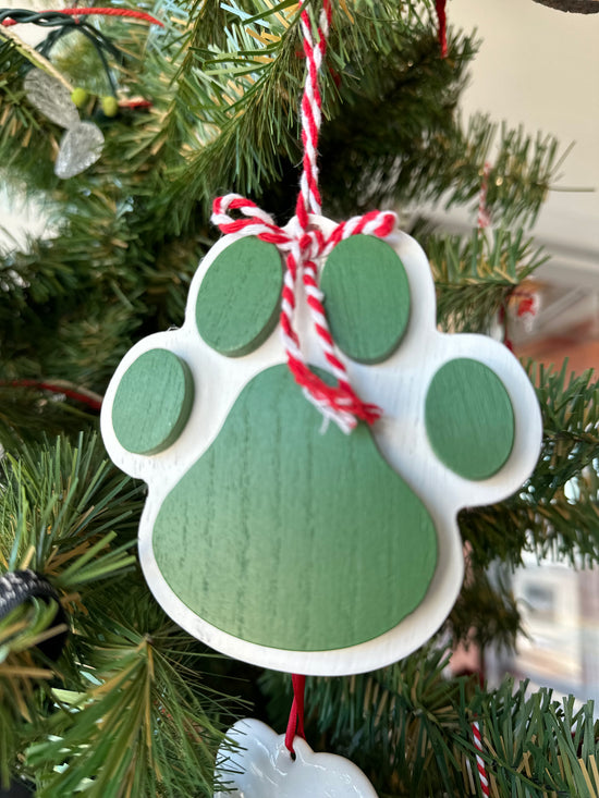 Wooden Paw Print Ornament