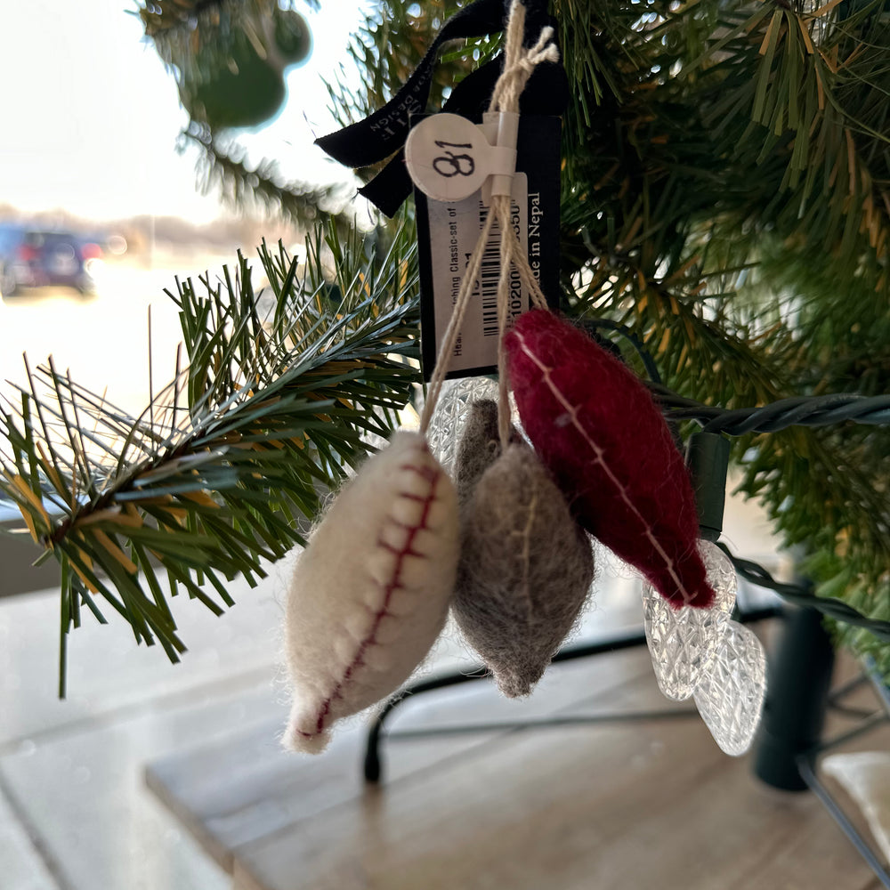 Hand Made Sheep Wool Heart Ornaments (set of 3)