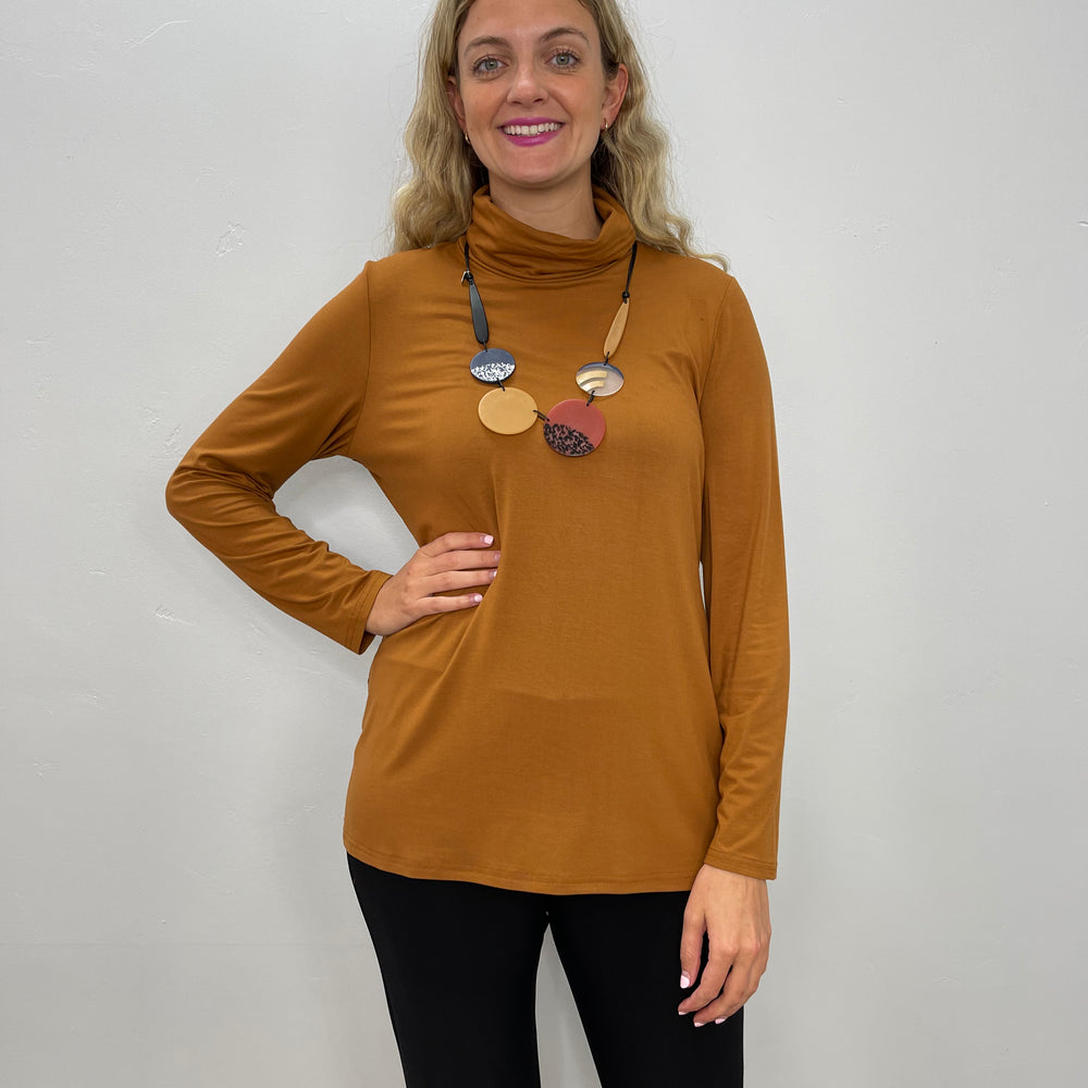 Cinnamon Long Sleeve Bamboo Turtle Neck