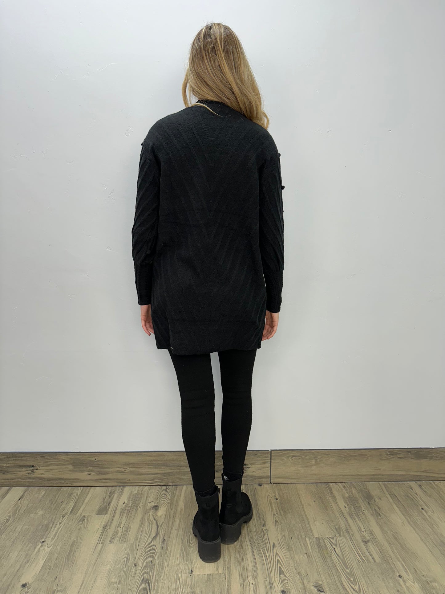 Boho Chic Long Sweater Dress - Black
