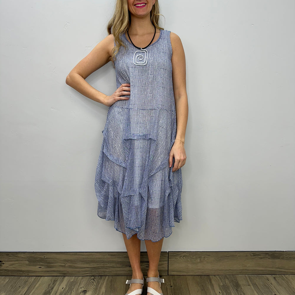 Coast Blue Pattern Mesh Sleeveless Dress