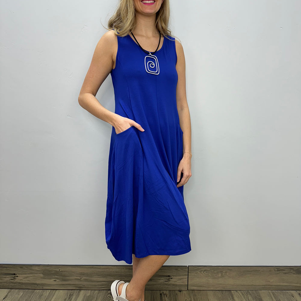 Wisteria Blue Sleeveless Two Pocket Dress