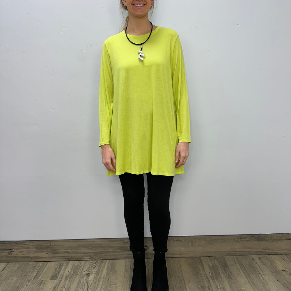 Long Sleeve Basic A-Line Tunic - Lime