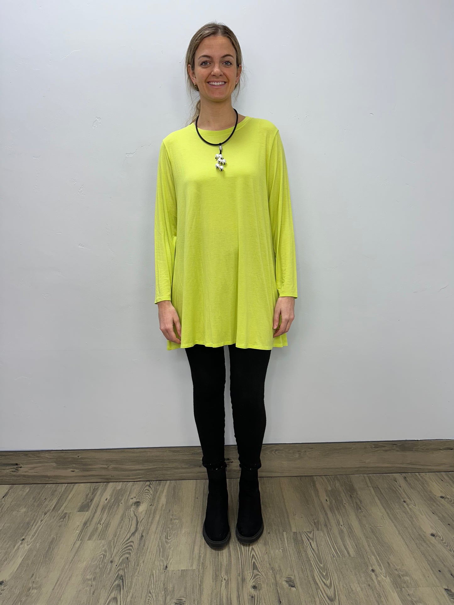 Long Sleeve Basic A-Line Tunic - Lime