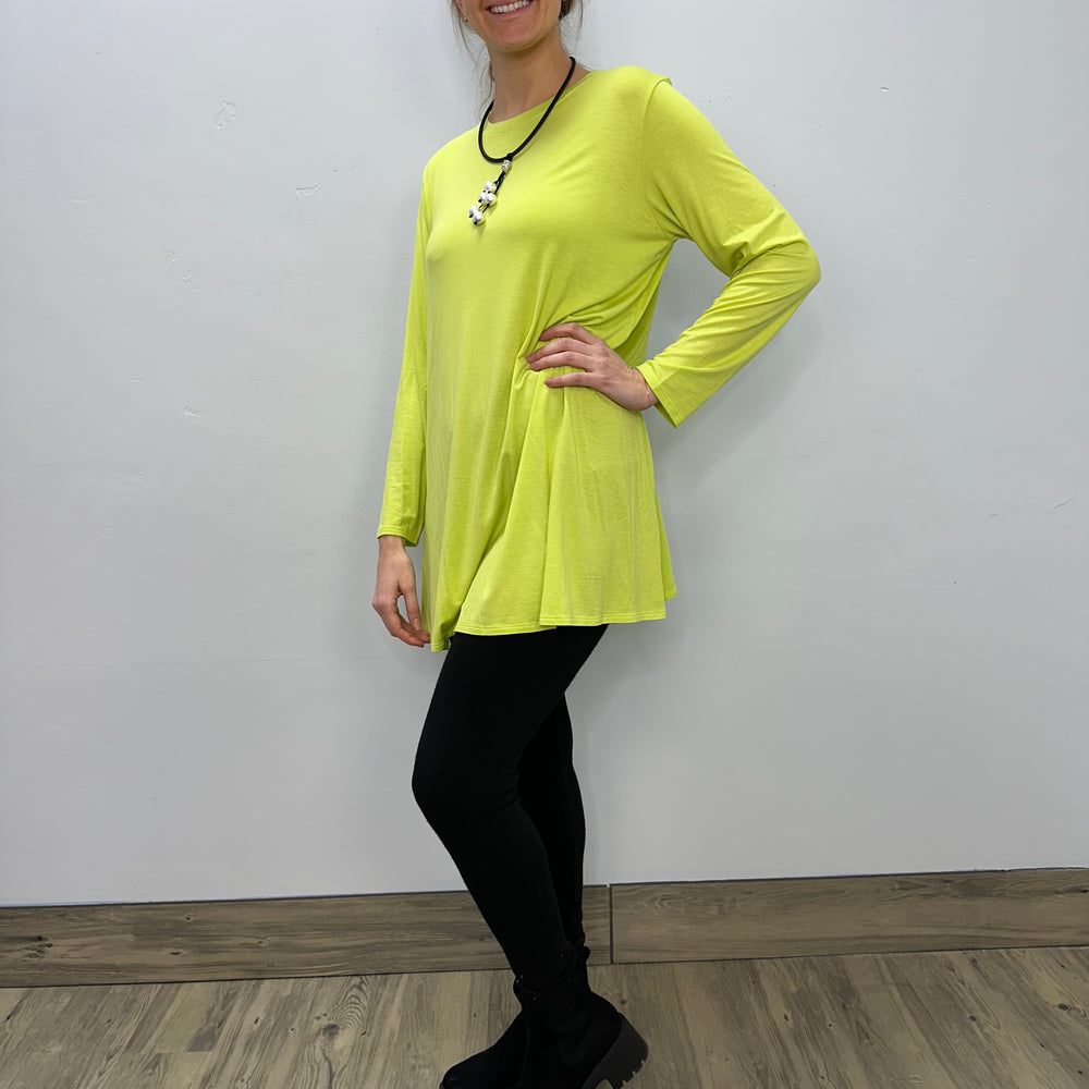 Long Sleeve Basic A-Line Tunic - Lime