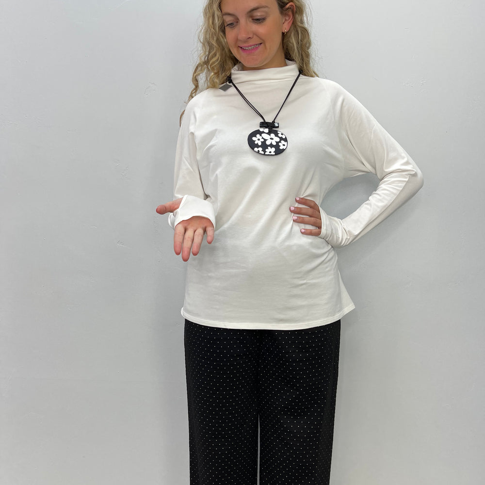 Ecru White Long Sleeve Turtle Neck