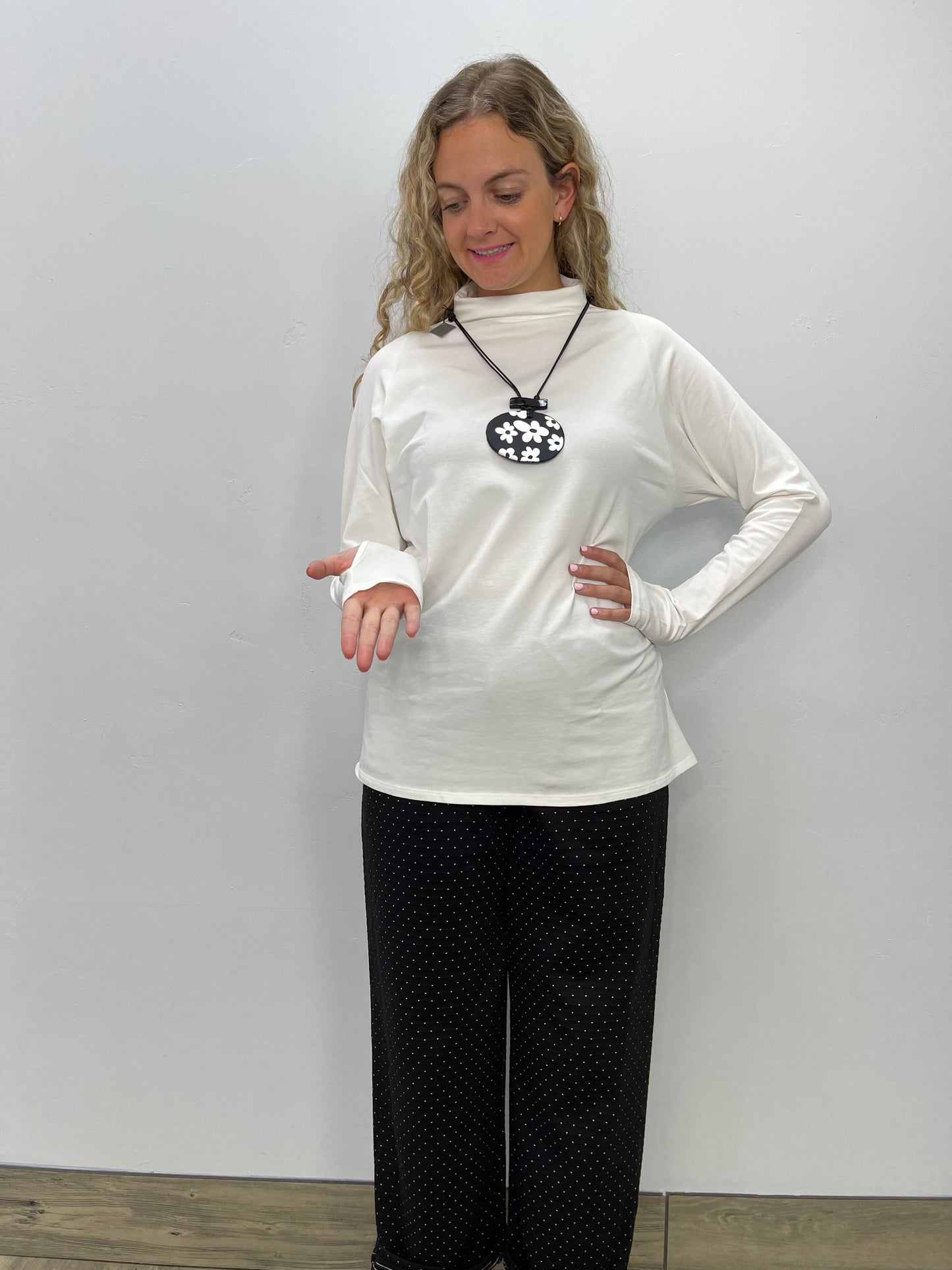 Ecru White Long Sleeve Turtle Neck