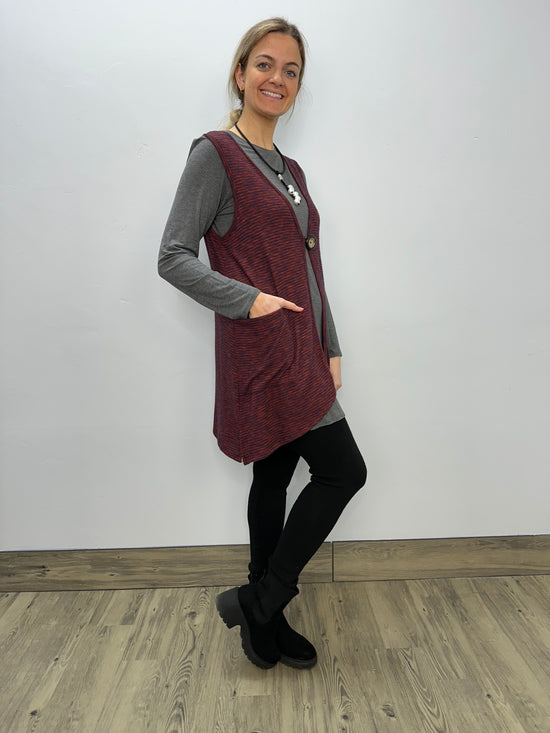 Modal One Button Vest with Pockets - Spicy Blueberry