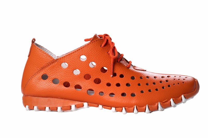 Orange Leather Lace Shoes