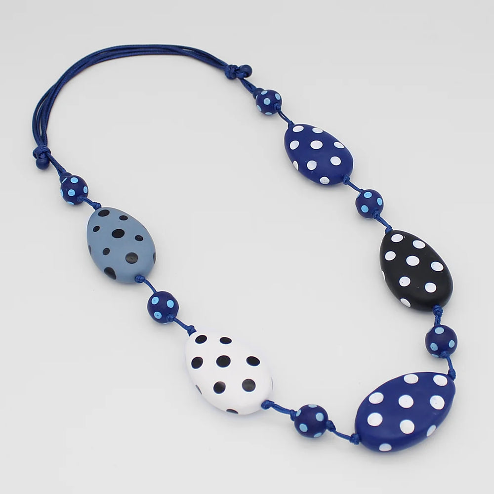 Blue Polka Dot Mary Necklace