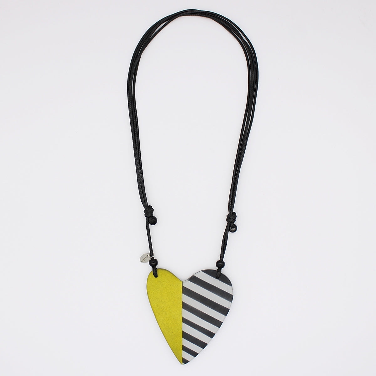 Lime and Black Stripe Heart Pendant