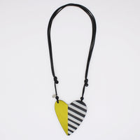 Lime and Black Stripe Heart Pendant