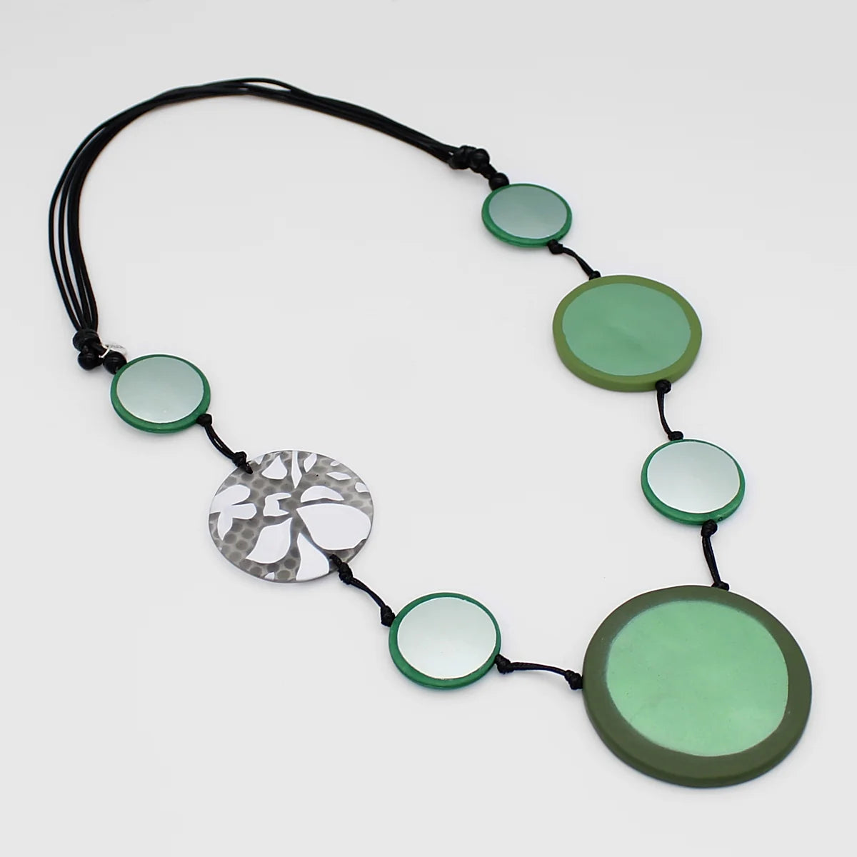 Shades of Green Circles Statement Necklace