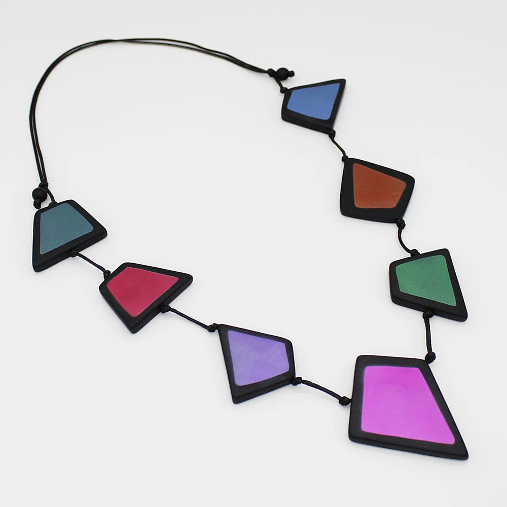 Black Metallic Geometric Necklace