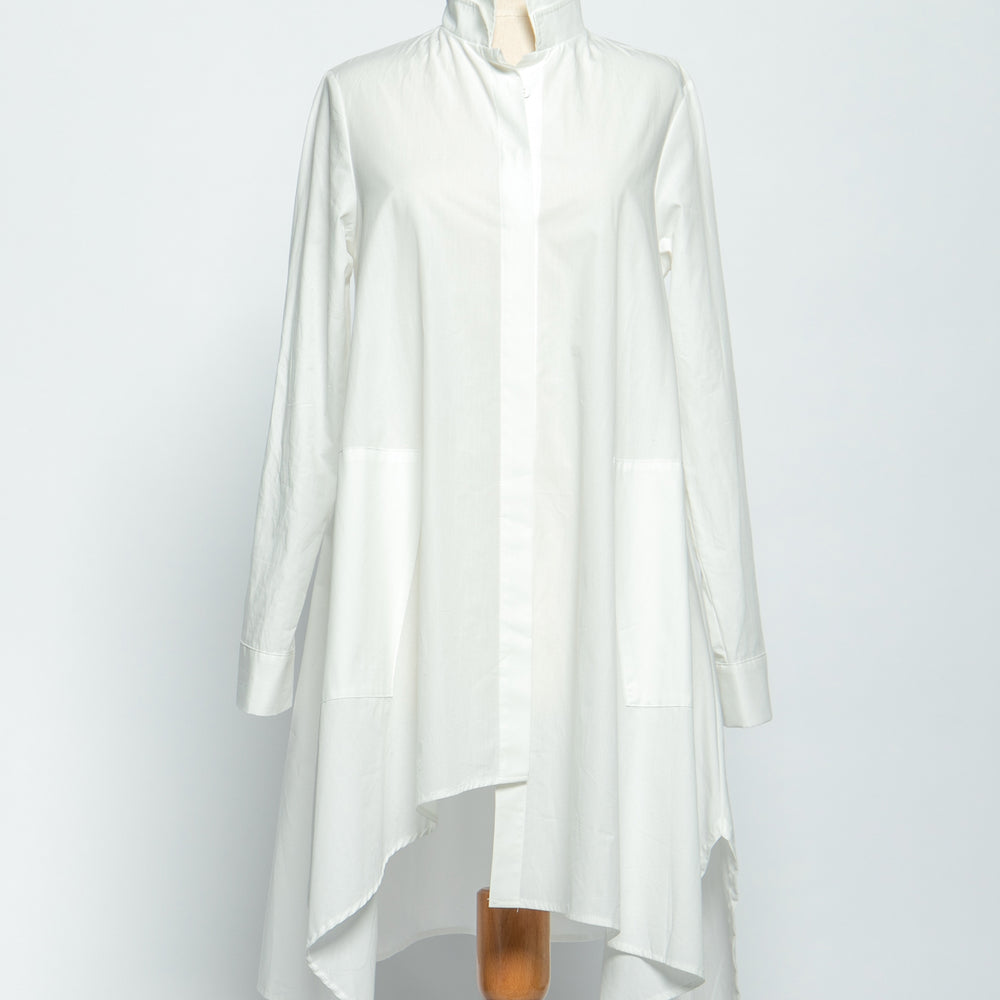 Ecru White Button Down Tunic Dress