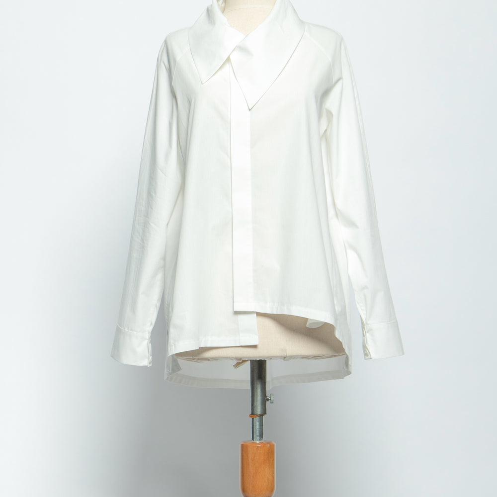 
                  
                    Ecru White Asymmetric Button Down Blouse
                  
                